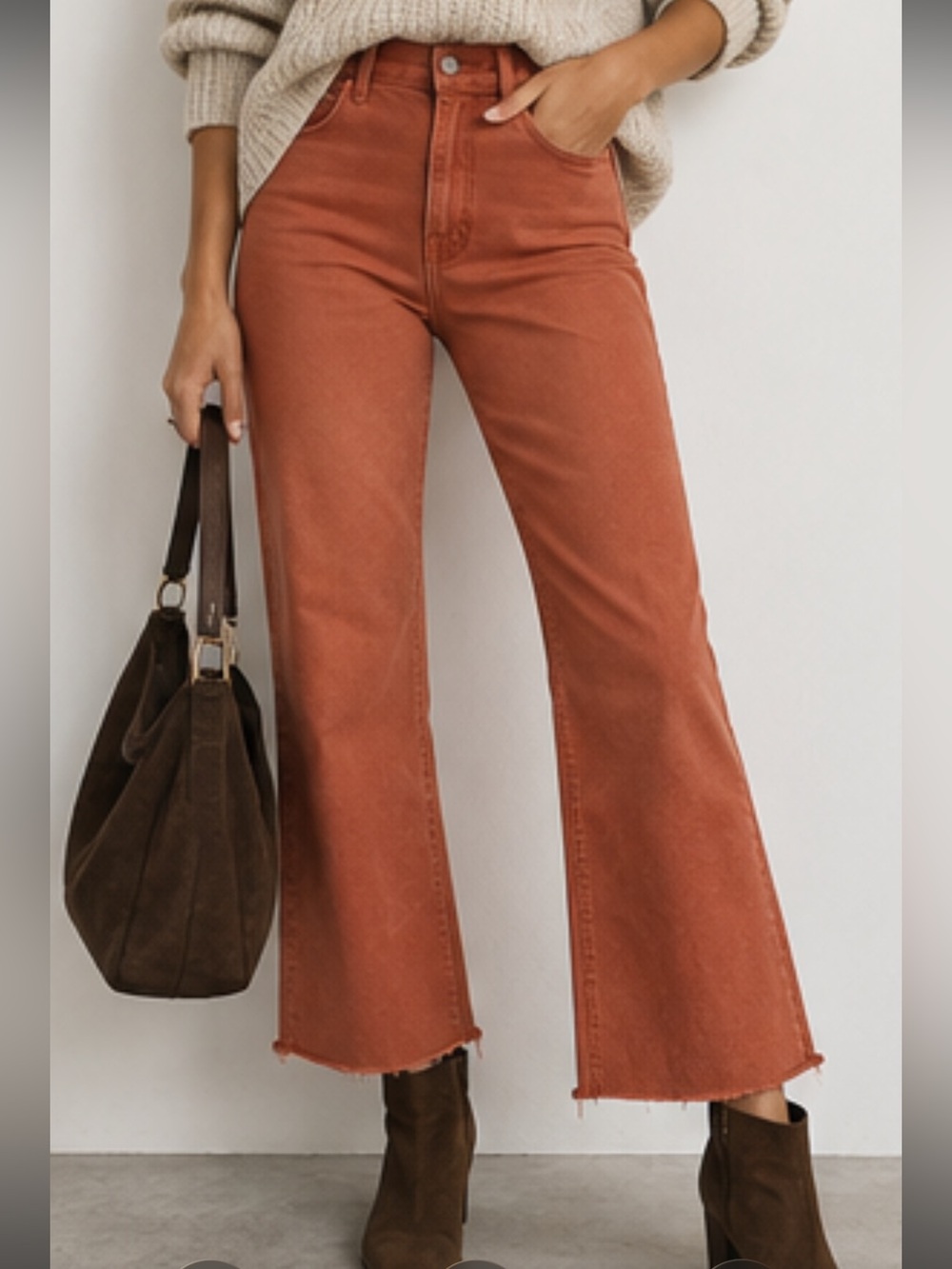 MOTHER The Hustler Rust High-Rise Cropped Flare Jeans Size 28